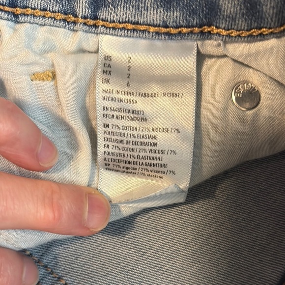 American Eagle Outfitters Blue Jean Shorty Shorts Distressed Style - Picture 6 of 6